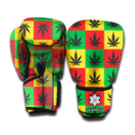Reggae Marijuana Leaf Pattern Print Boxing Gloves