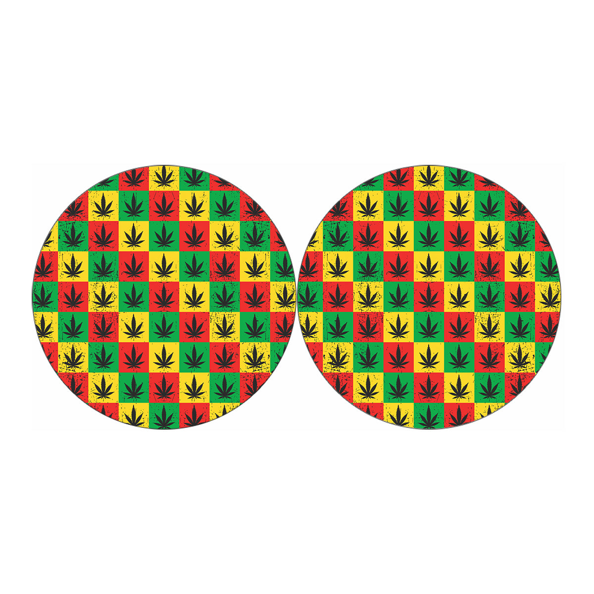 Reggae Marijuana Leaf Pattern Print Car Coasters