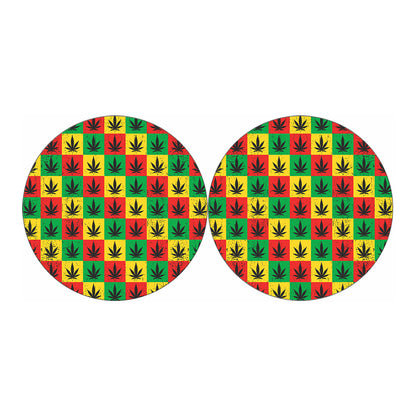 Reggae Marijuana Leaf Pattern Print Car Coasters