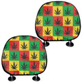 Reggae Marijuana Leaf Pattern Print Car Headrest Covers