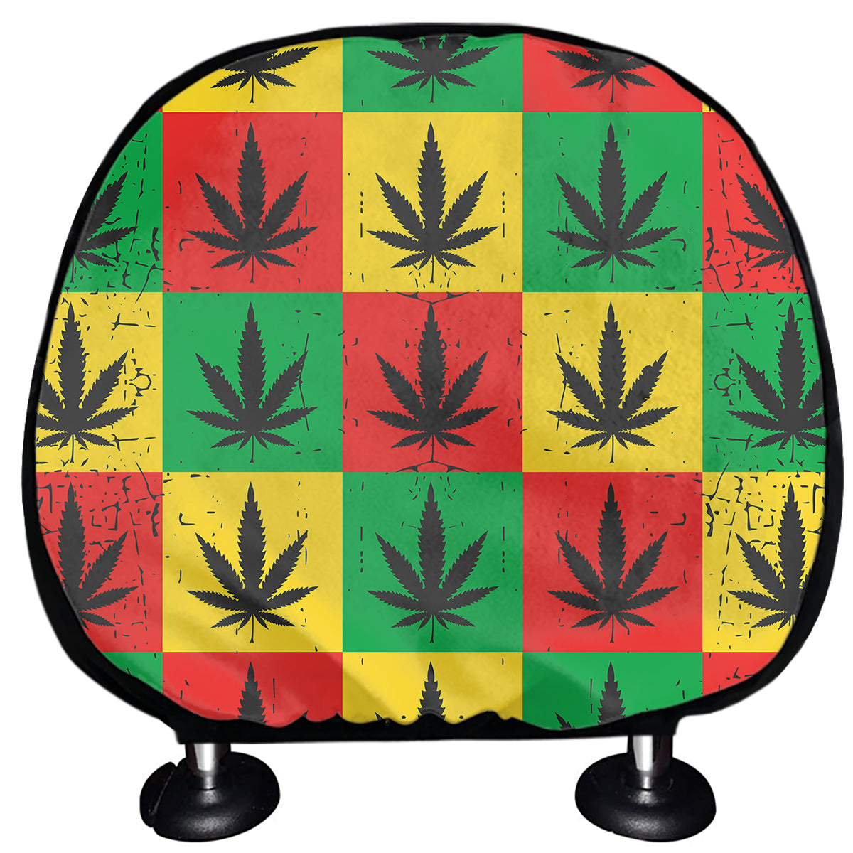 Reggae Marijuana Leaf Pattern Print Car Headrest Covers