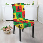 Reggae Marijuana Leaf Pattern Print Dining Chair Slipcover