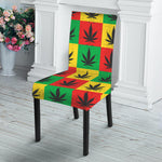 Reggae Marijuana Leaf Pattern Print Dining Chair Slipcover
