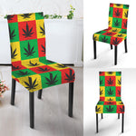 Reggae Marijuana Leaf Pattern Print Dining Chair Slipcover