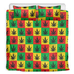 Reggae Marijuana Leaf Pattern Print Duvet Cover Bedding Set