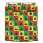 Reggae Marijuana Leaf Pattern Print Duvet Cover Bedding Set