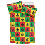 Reggae Marijuana Leaf Pattern Print Duvet Cover Bedding Set