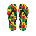 Reggae Marijuana Leaf Pattern Print Flip Flops