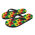 Reggae Marijuana Leaf Pattern Print Flip Flops