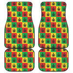 Reggae Marijuana Leaf Pattern Print Front and Back Car Floor Mats