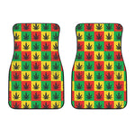 Reggae Marijuana Leaf Pattern Print Front Car Floor Mats