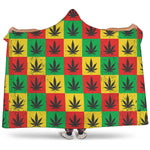 Reggae Marijuana Leaf Pattern Print Hooded Blanket