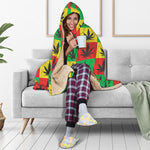 Reggae Marijuana Leaf Pattern Print Hooded Blanket