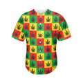 Reggae Marijuana Leaf Pattern Print Men's Baseball Jersey