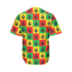 Reggae Marijuana Leaf Pattern Print Men's Baseball Jersey