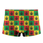 Reggae Marijuana Leaf Pattern Print Men's Boxer Briefs