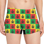 Reggae Marijuana Leaf Pattern Print Men's Boxer Briefs