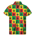 Reggae Marijuana Leaf Pattern Print Men's Short Sleeve Shirt