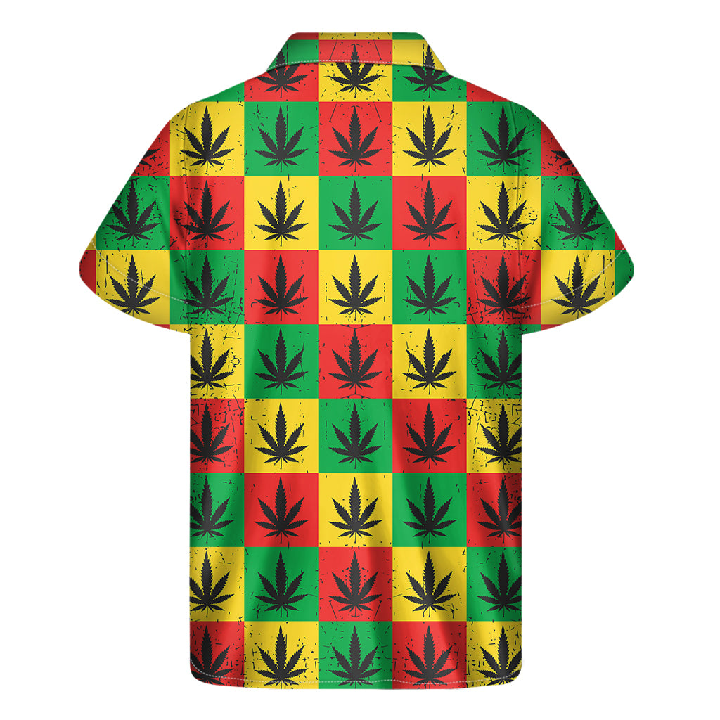 Reggae Marijuana Leaf Pattern Print Men's Short Sleeve Shirt