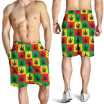 Reggae Marijuana Leaf Pattern Print Men's Shorts