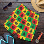 Reggae Marijuana Leaf Pattern Print Men's Shorts