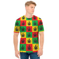 Reggae Marijuana Leaf Pattern Print Men's T-Shirt