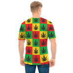 Reggae Marijuana Leaf Pattern Print Men's T-Shirt