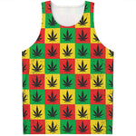 Reggae Marijuana Leaf Pattern Print Men's Tank Top