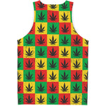 Reggae Marijuana Leaf Pattern Print Men's Tank Top