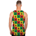 Reggae Marijuana Leaf Pattern Print Men's Tank Top