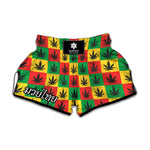 Reggae Marijuana Leaf Pattern Print Muay Thai Boxing Shorts
