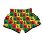 Reggae Marijuana Leaf Pattern Print Muay Thai Boxing Shorts