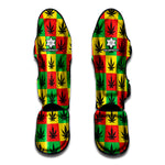 Reggae Marijuana Leaf Pattern Print Muay Thai Shin Guard