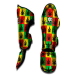 Reggae Marijuana Leaf Pattern Print Muay Thai Shin Guard