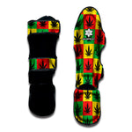 Reggae Marijuana Leaf Pattern Print Muay Thai Shin Guard