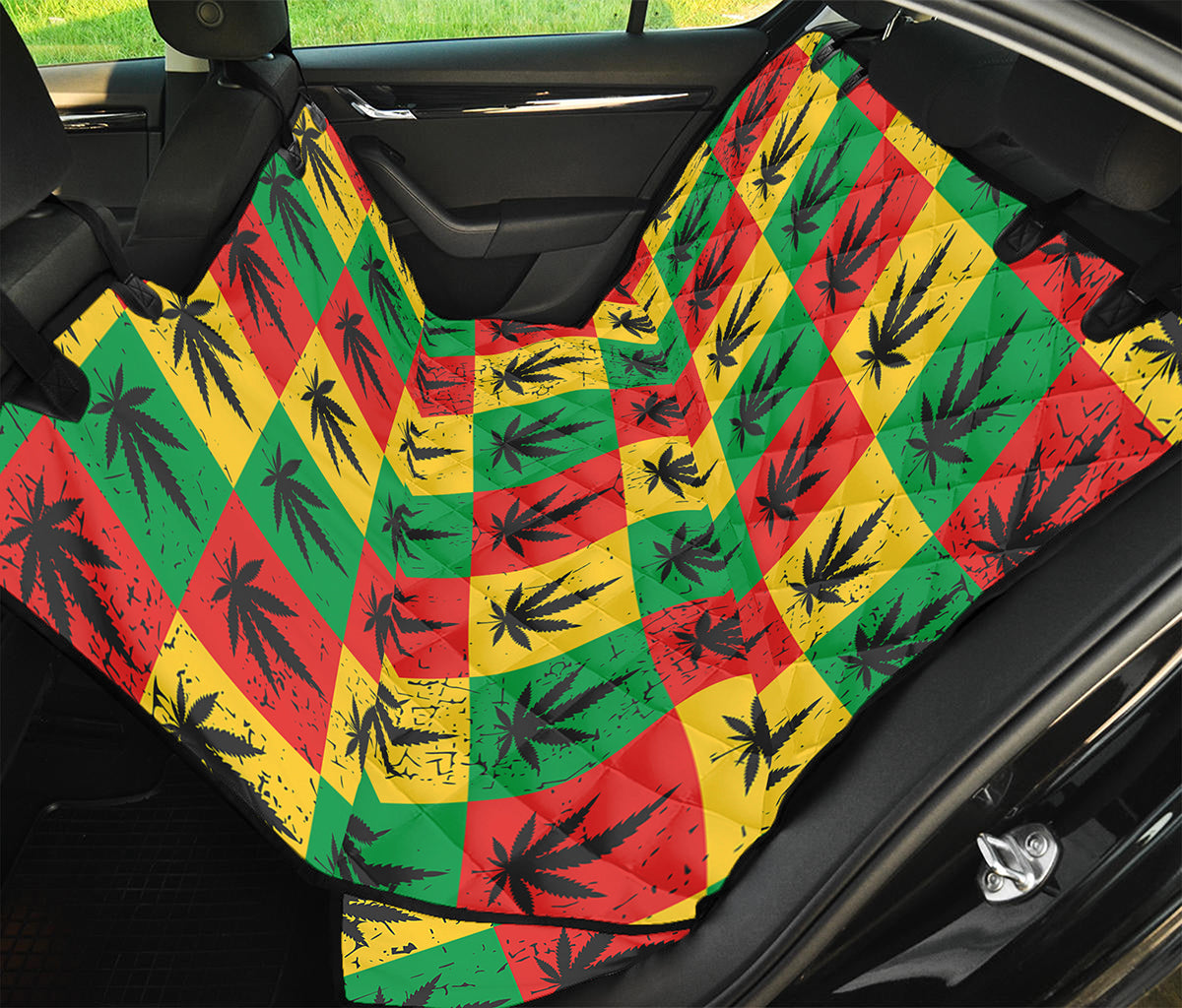 Reggae Marijuana Leaf Pattern Print Pet Car Back Seat Cover
