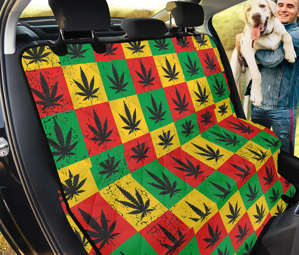Reggae Marijuana Leaf Pattern Print Pet Car Back Seat Cover