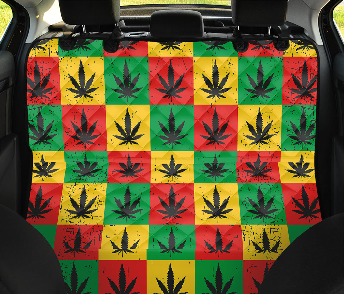 Reggae Marijuana Leaf Pattern Print Pet Car Back Seat Cover
