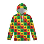 Reggae Marijuana Leaf Pattern Print Pullover Hoodie