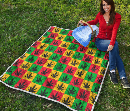 Reggae Marijuana Leaf Pattern Print Quilt