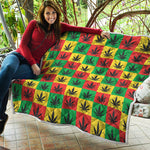 Reggae Marijuana Leaf Pattern Print Quilt