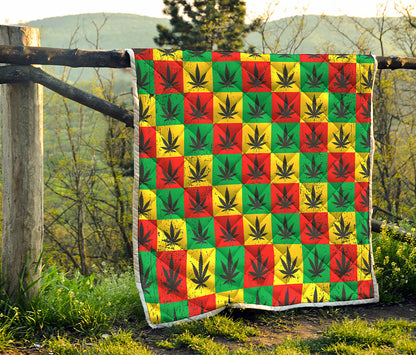 Reggae Marijuana Leaf Pattern Print Quilt