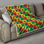 Reggae Marijuana Leaf Pattern Print Quilt