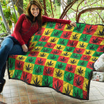 Reggae Marijuana Leaf Pattern Print Quilt