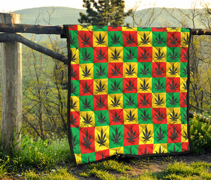 Reggae Marijuana Leaf Pattern Print Quilt