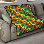Reggae Marijuana Leaf Pattern Print Quilt