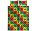 Reggae Marijuana Leaf Pattern Print Quilt Bed Set