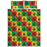 Reggae Marijuana Leaf Pattern Print Quilt Bed Set
