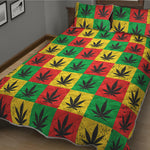 Reggae Marijuana Leaf Pattern Print Quilt Bed Set