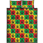 Reggae Marijuana Leaf Pattern Print Quilt Bed Set